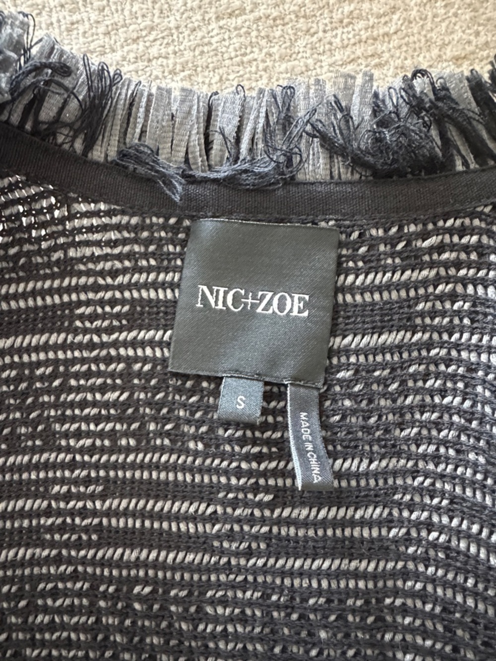 NIC+ZOE Gray Fringe Open-Front Knit Cardigan - Picture 2 of 5